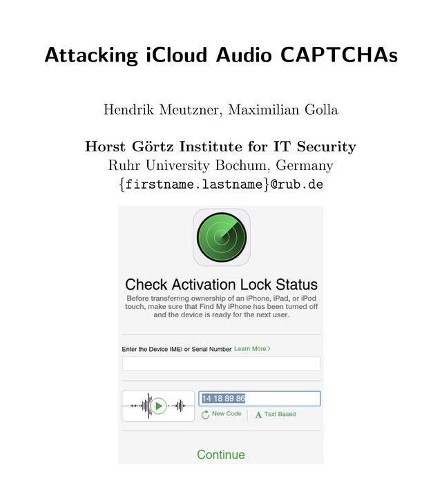 Attacking Audio CAPTCHAs: Breaking Apple's iCloud Audio CAPTCHA