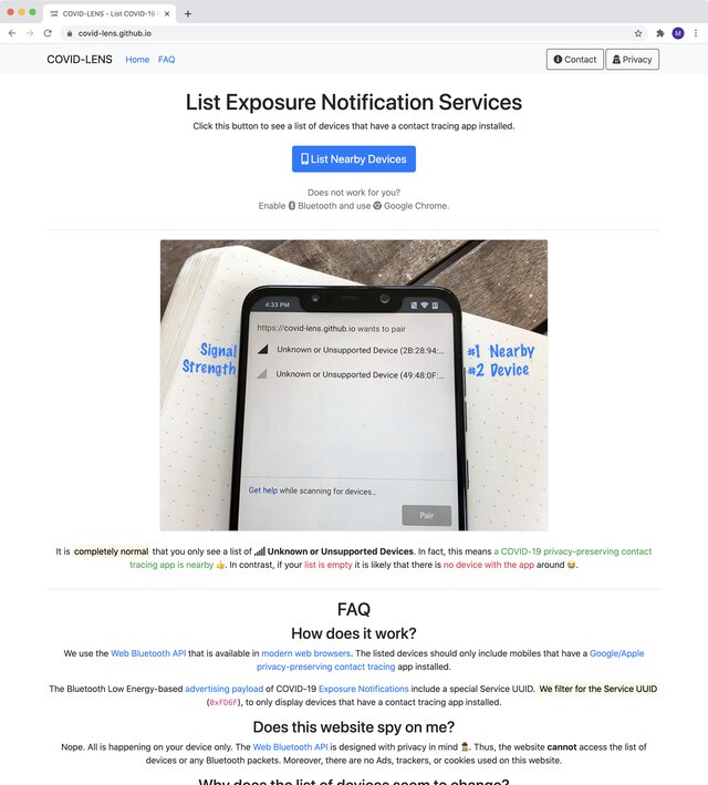 COVID-LENS: List COVID-19 Exposure Notification Services