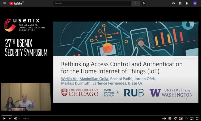 USENIX Security 2018: Rethinking Access Control and Authentication for the Home Internet of Things