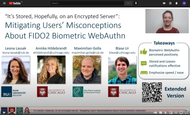 USENIX Security 2021: Mitigating Misconceptions About Biometric WebAuthn